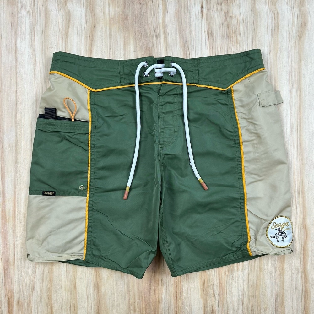Seager Board Shorts Mens 28 Green Holster Surfer‎ Beach Swim Dad